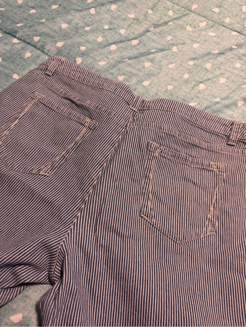 SZ 14 Women’s Blue Striped Stretch Cotton Shorts. MUST BE BUNDLED